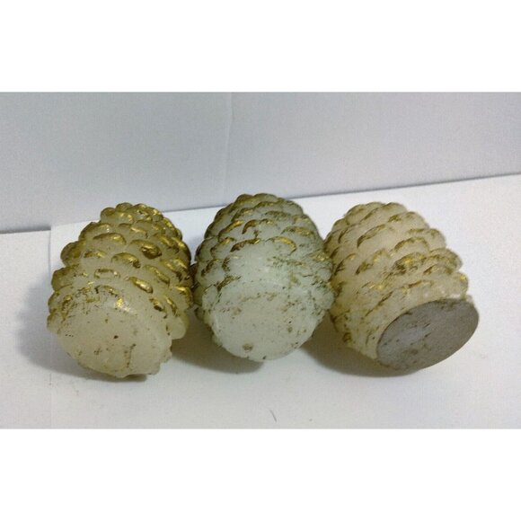 Pine Cone Shaped Candles White Gold Vintage 1960 Lot 3 Holiday Centerpiece Craft - Picture 7 of 7